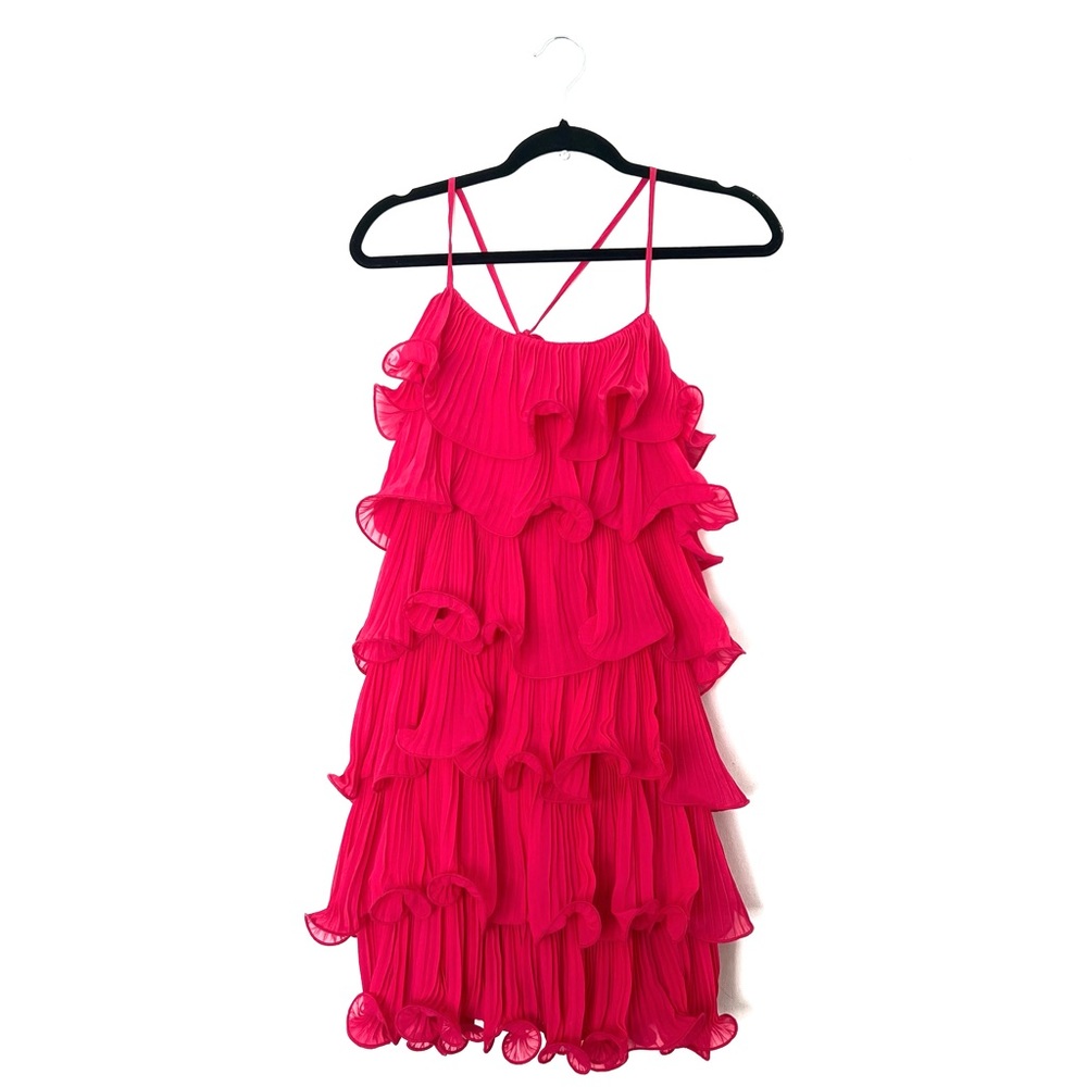 Bandit and the Babe - Women’s Mini Ruffle Layer Dress (Fuschia/Hot Pink - L)